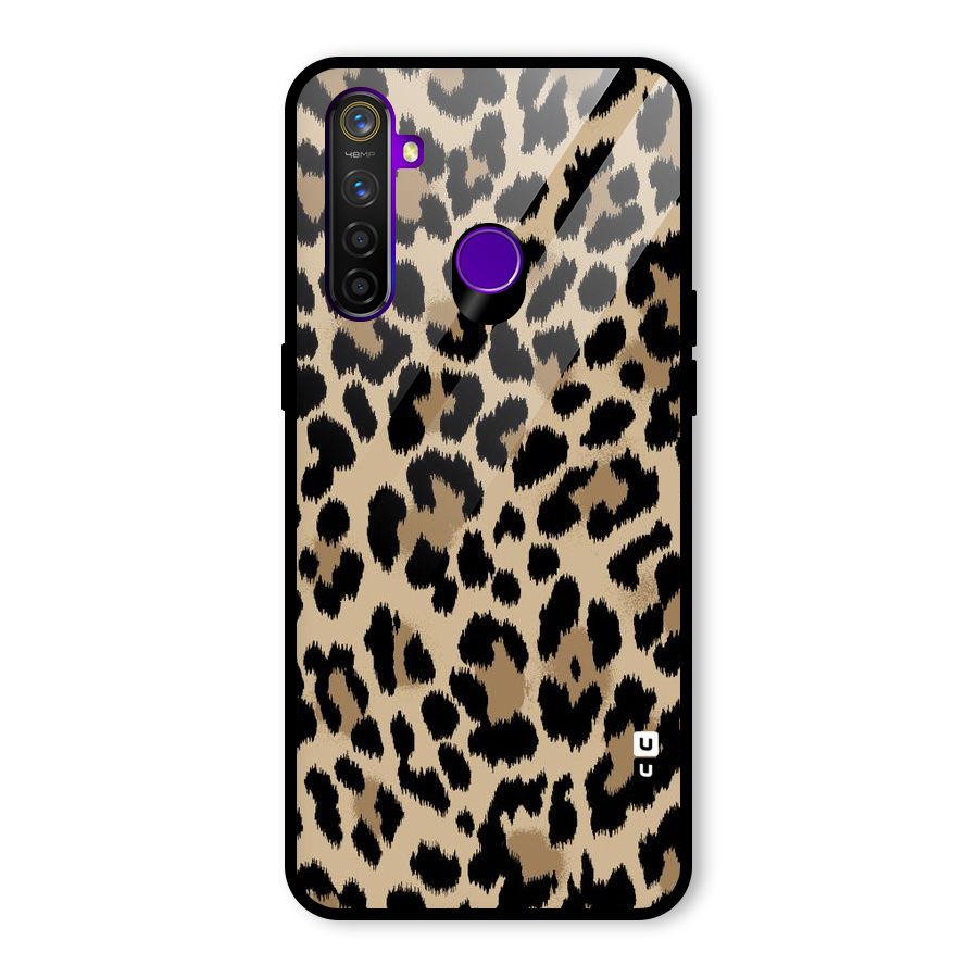 Brown Leapord Print Glass Back Case for Realme 5 Pro