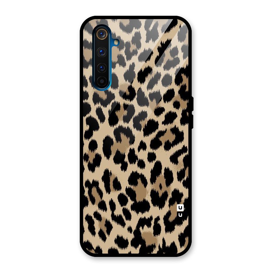 Brown Leapord Print Glass Back Case for Realme 6 Pro