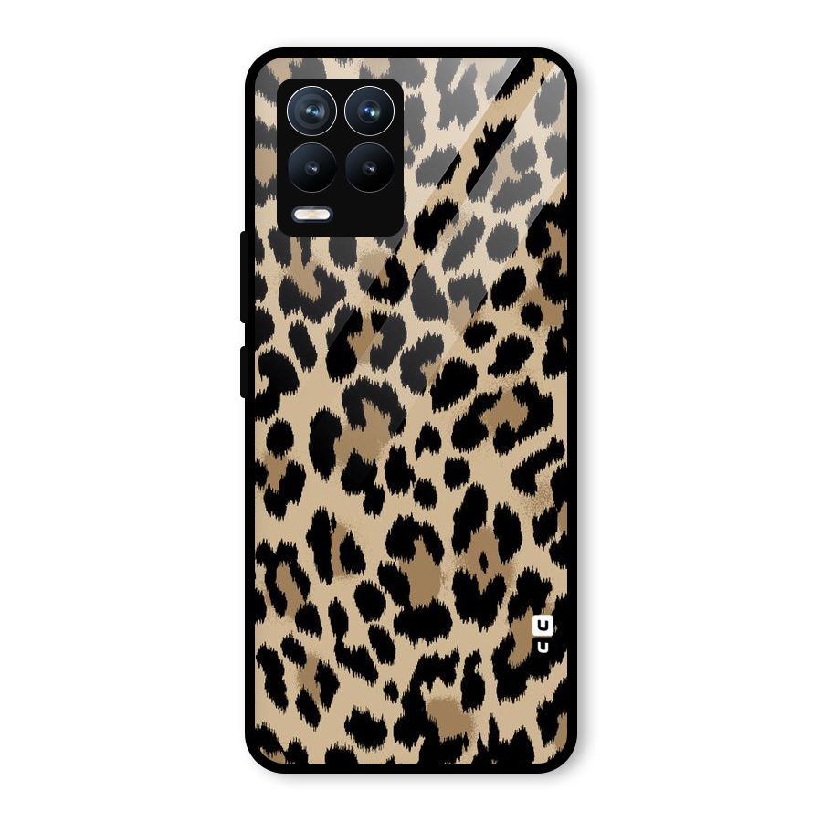 Brown Leapord Print Glass Back Case for Realme 8 Pro