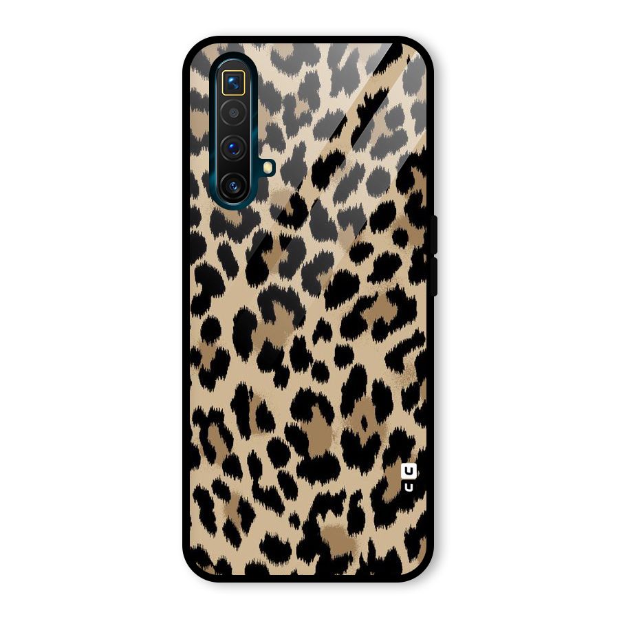 Brown Leapord Print Glass Back Case for Realme X3