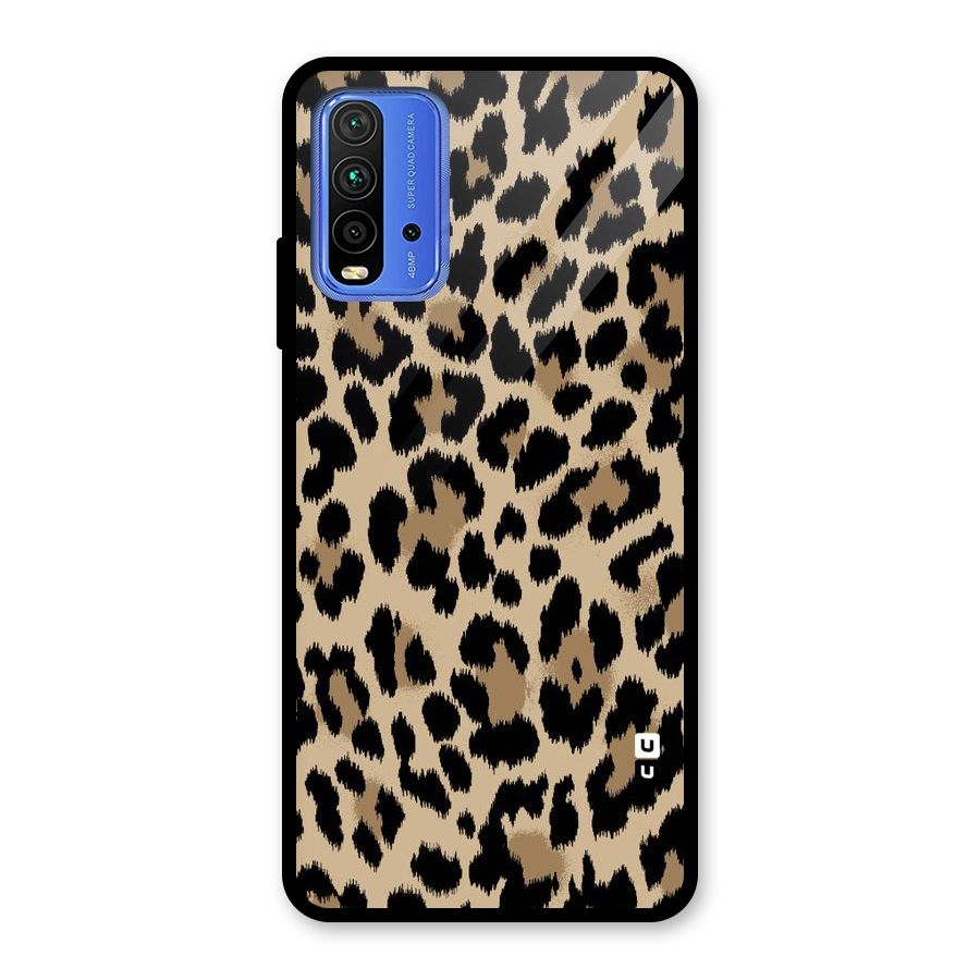 Brown Leapord Print Glass Back Case for Redmi 9 Power
