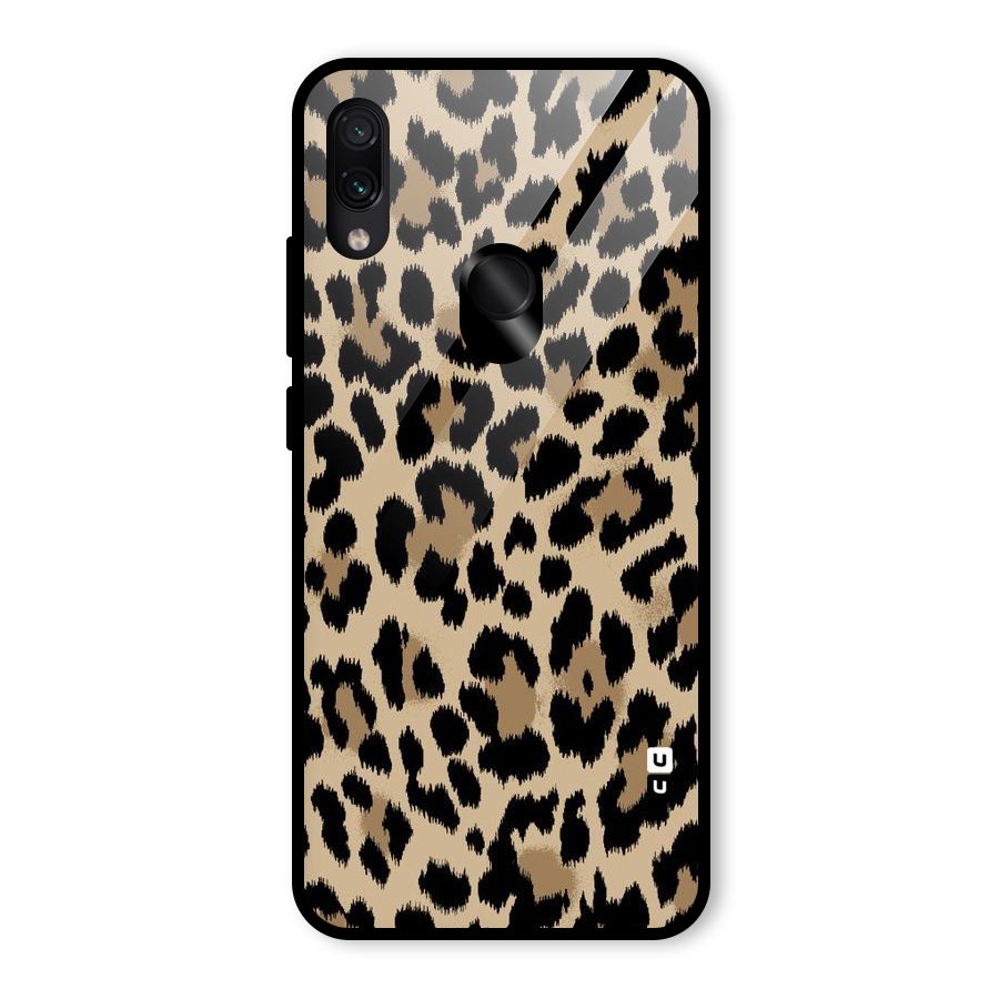 Brown Leapord Print Glass Back Case for Redmi Note 7 Pro