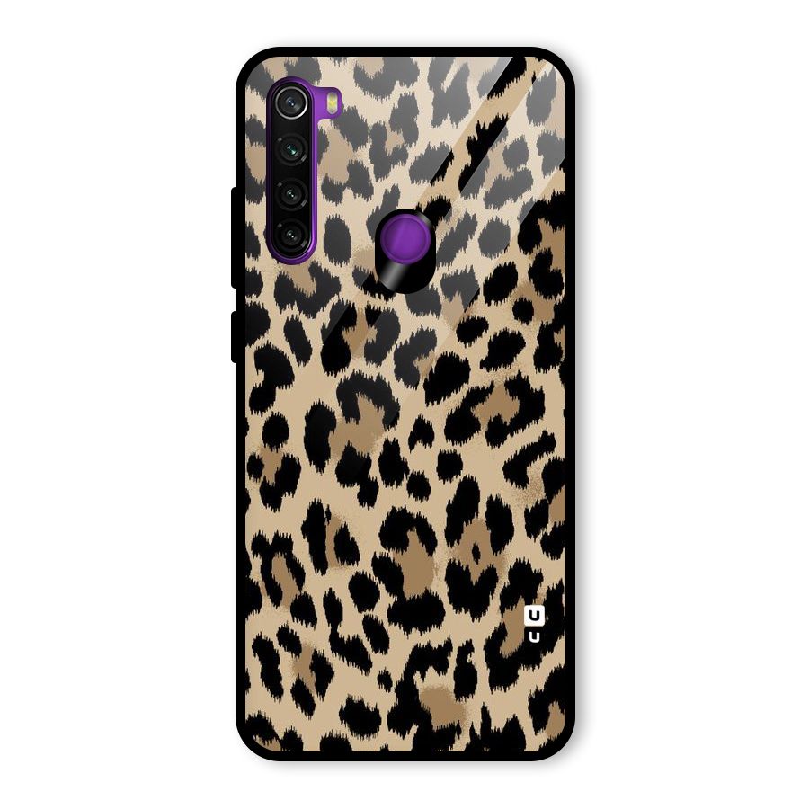 Brown Leapord Print Glass Back Case for Redmi Note 8