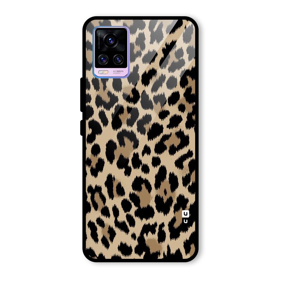 Brown Leapord Print Glass Back Case for Vivo V20 Pro