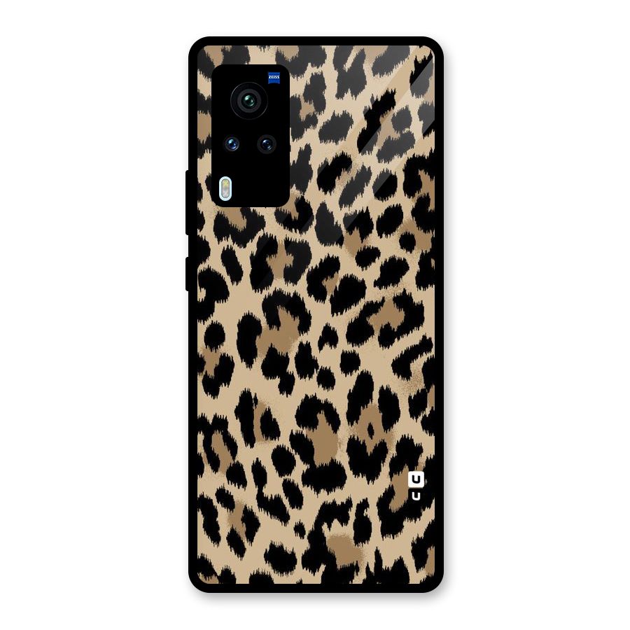 Brown Leapord Print Glass Back Case for Vivo X60 Pro