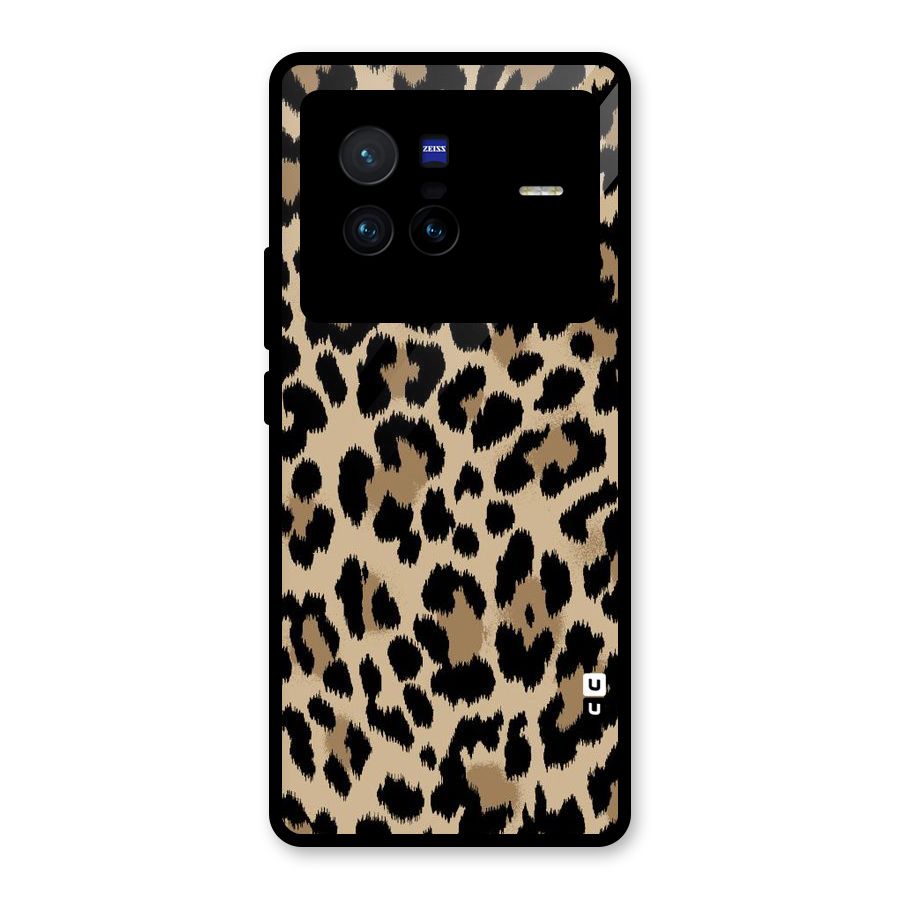 Brown Leapord Print Glass Back Case for Vivo X80