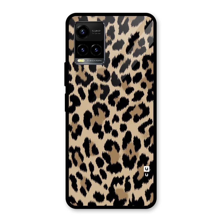 Brown Leapord Print Glass Back Case for Vivo Y21T