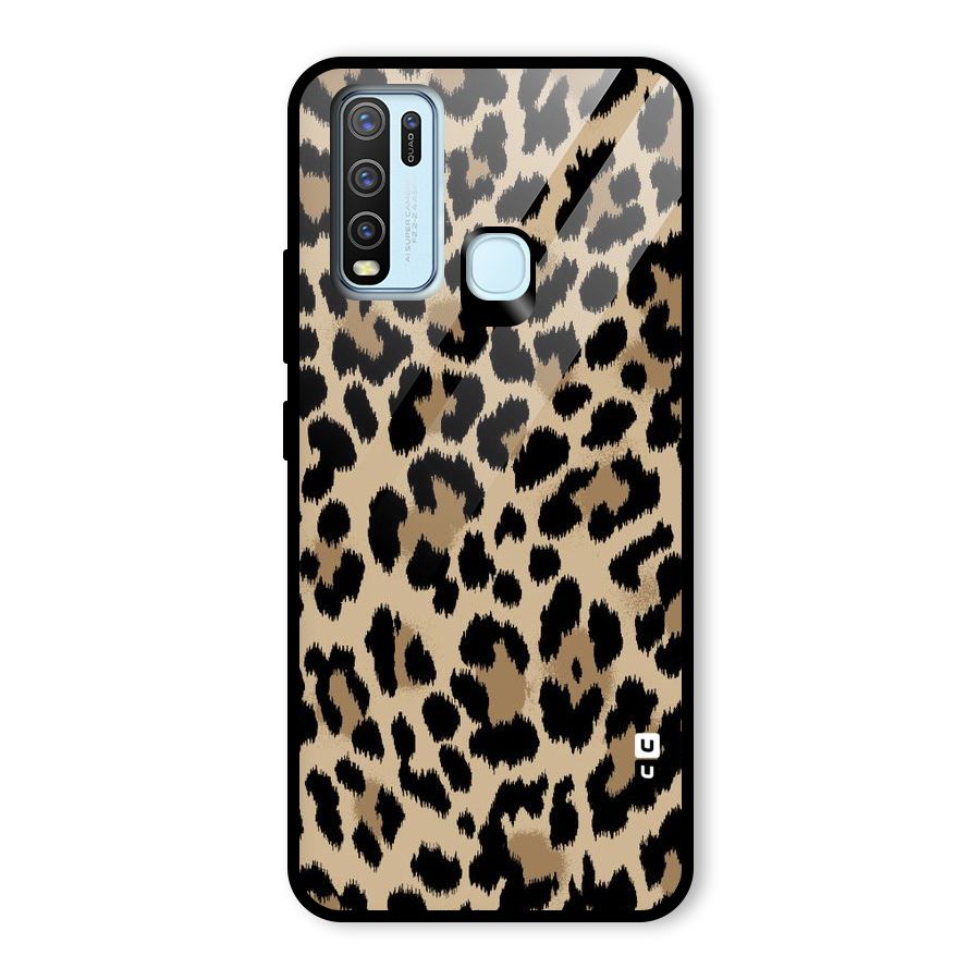 Brown Leapord Print Glass Back Case for Vivo Y30