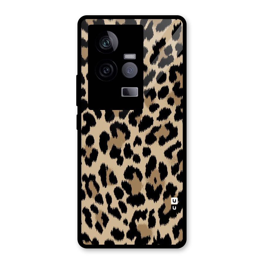 Brown Leapord Print Glass Back Case for Vivo iQOO 11 5G