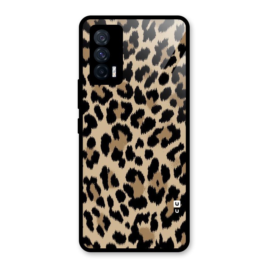Brown Leapord Print Glass Back Case for Vivo iQOO 7 5G