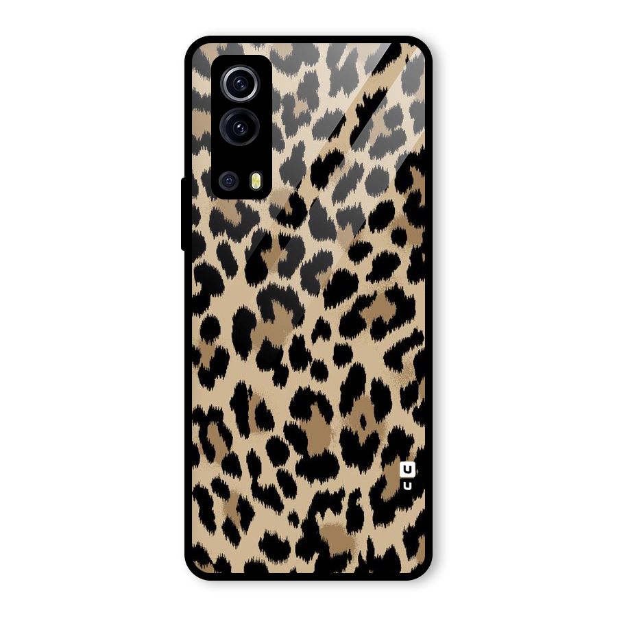 Brown Leapord Print Glass Back Case for Vivo iQOO Z3