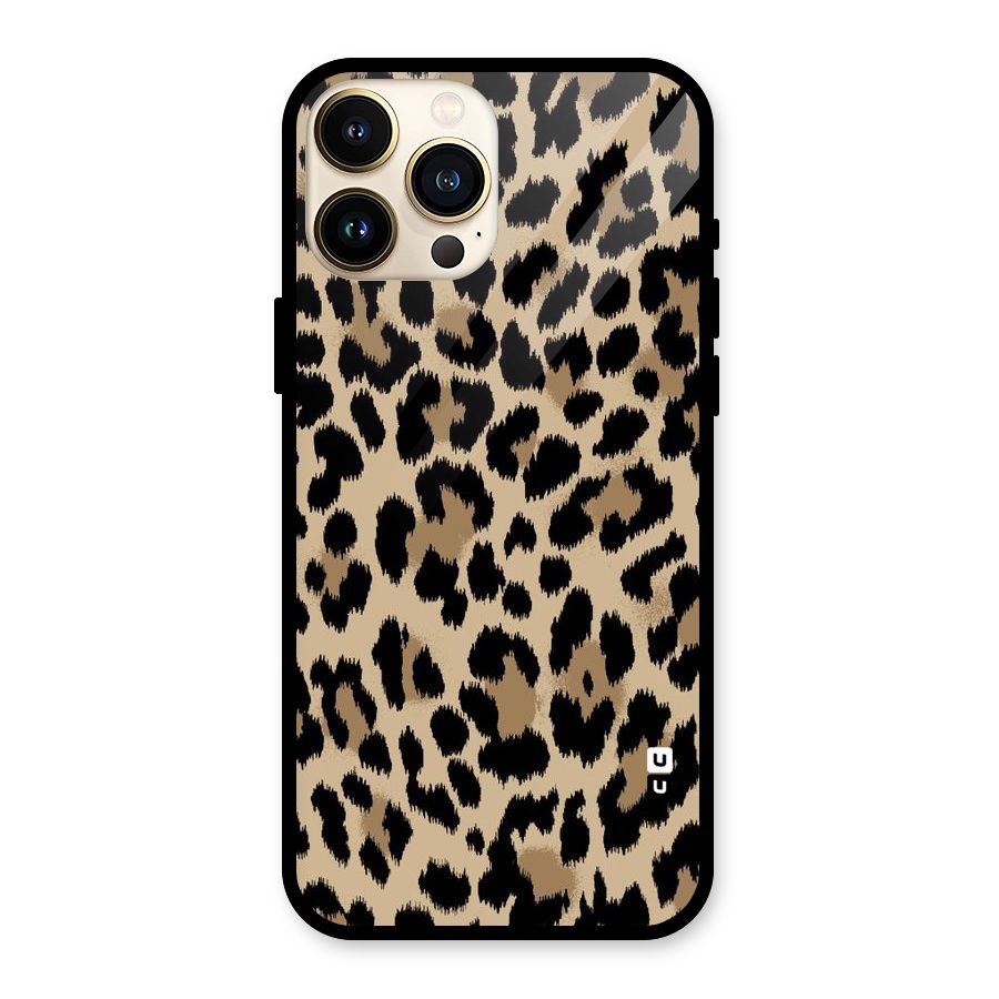 Brown Leapord Print Glass Back Case for iPhone 13 Pro Max