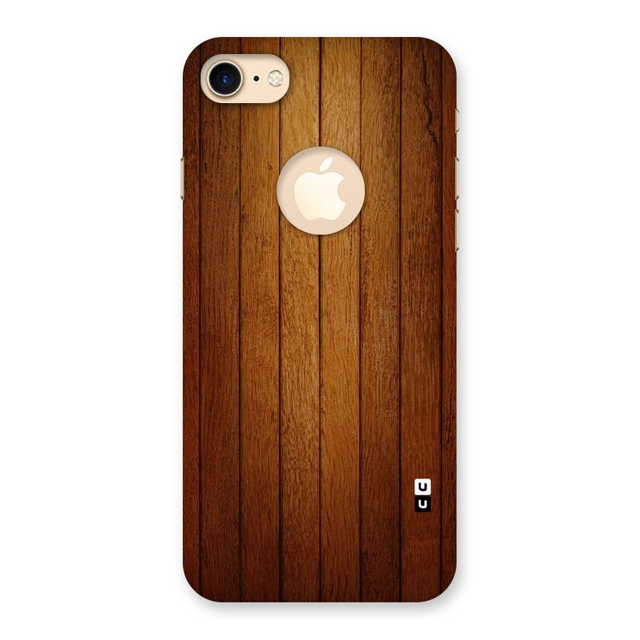 Brown Wood Design Back Case for iPhone 7 Logo Cut