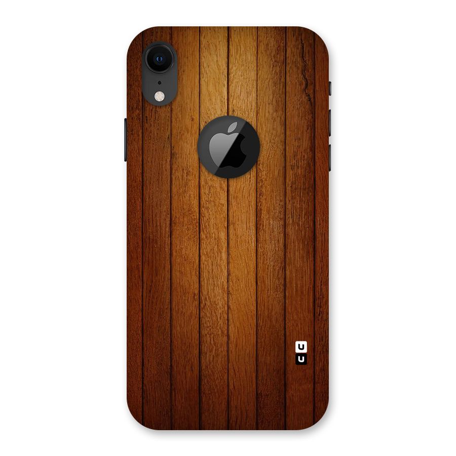 Brown Wood Design Back Case for iPhone XR Logo Cut