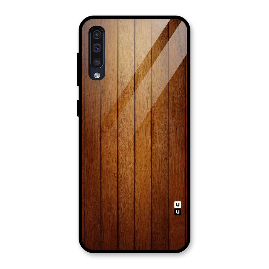 Brown Wood Design Glass Back Case for Galaxy A50s