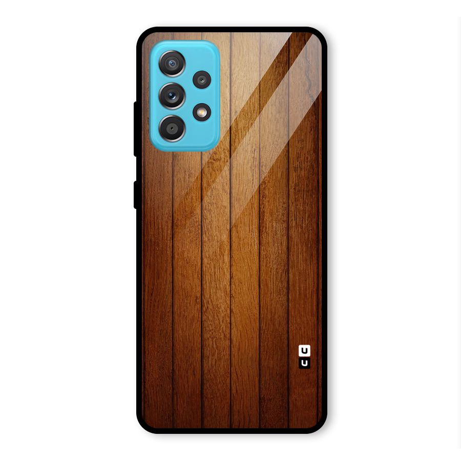Brown Wood Design Glass Back Case for Galaxy A52s 5G