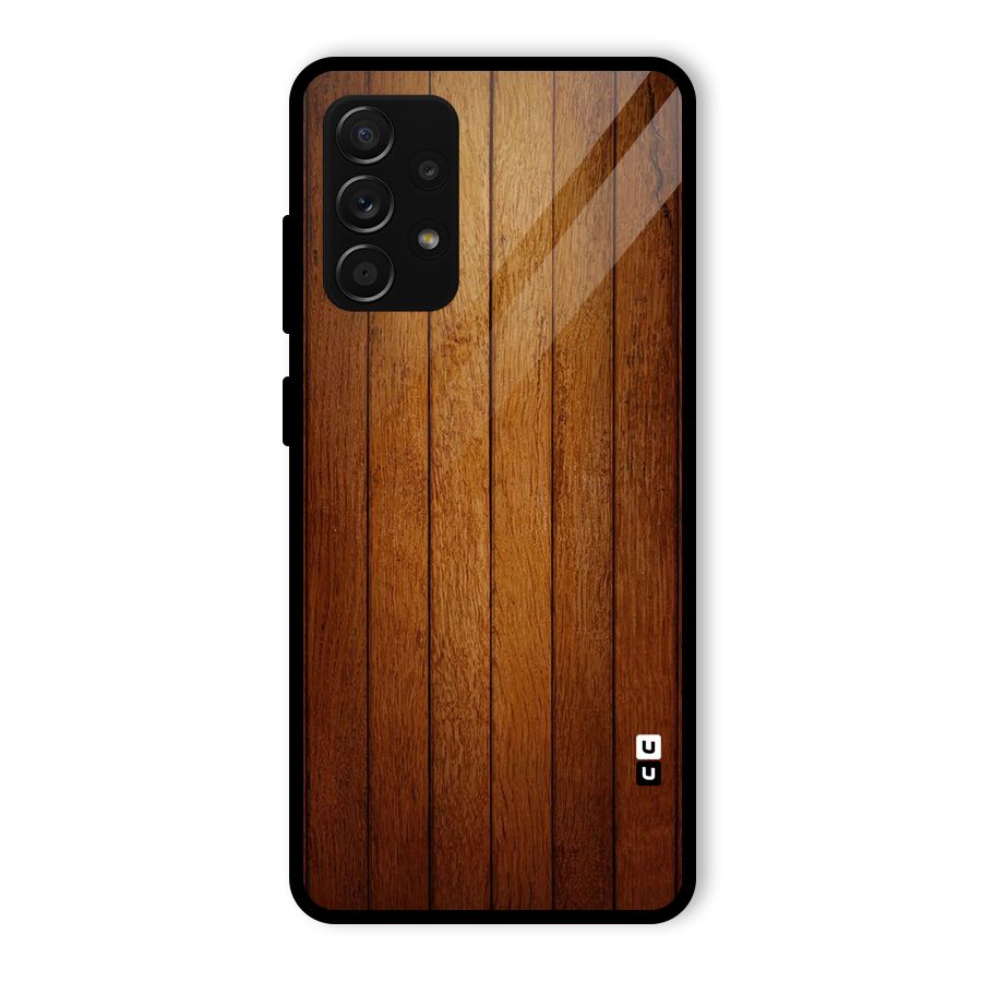 Brown Wood Design Glass Back Case for Galaxy A53 5G