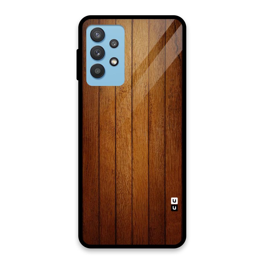 Brown Wood Design Glass Back Case for Galaxy M32 5G