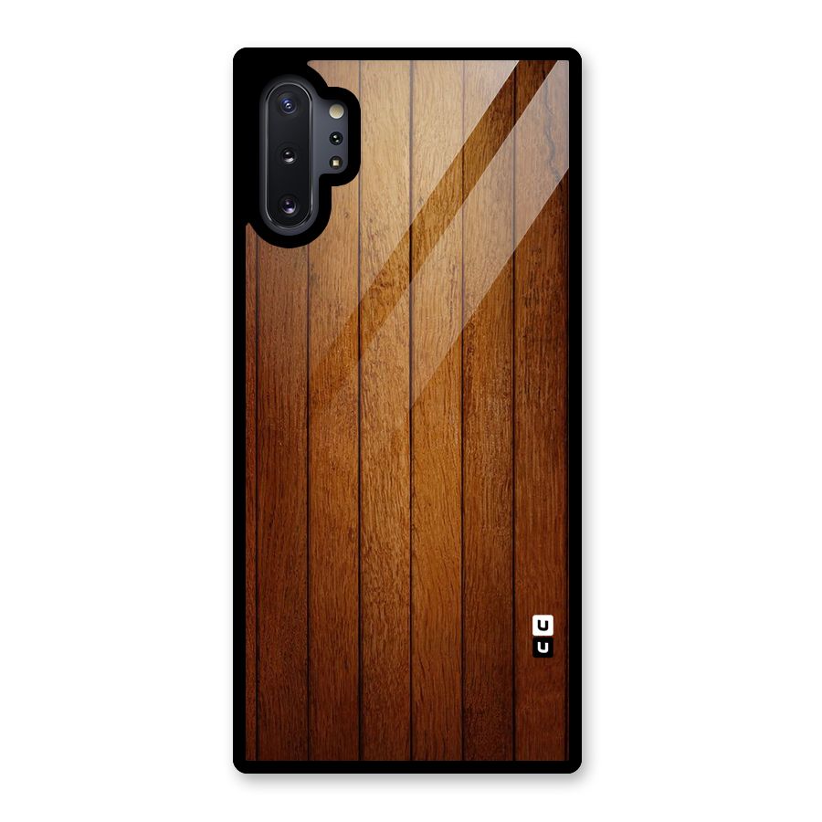 Brown Wood Design Glass Back Case for Galaxy Note 10 Plus