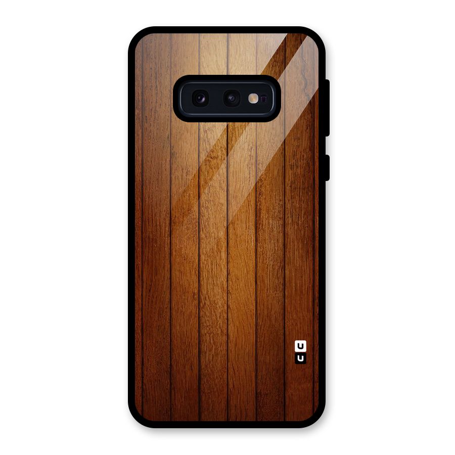 Brown Wood Design Glass Back Case for Galaxy S10e