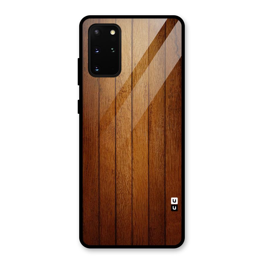 Brown Wood Design Glass Back Case for Galaxy S20 Plus