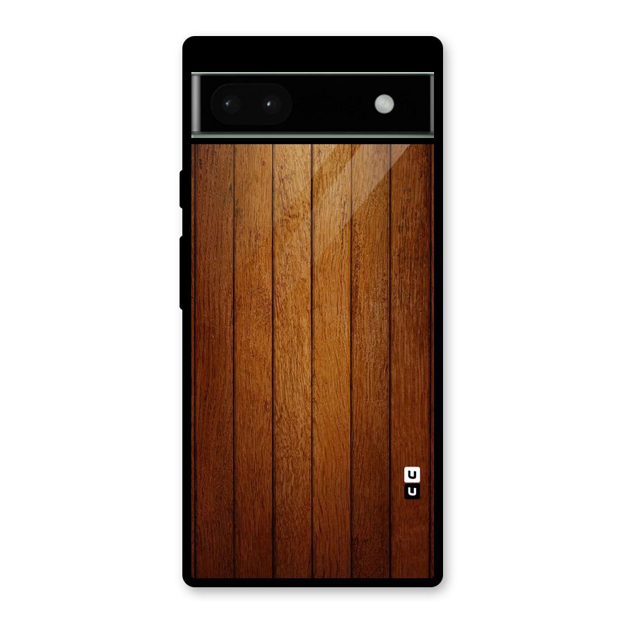 Brown Wood Design Glass Back Case for Google Pixel 6a