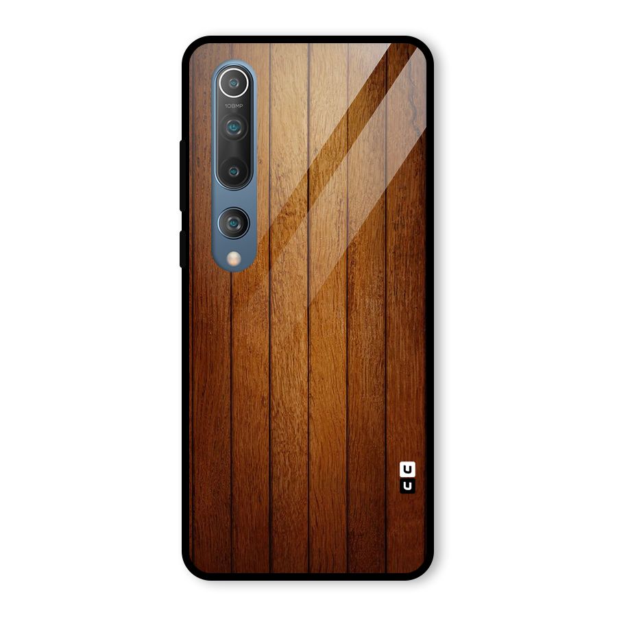 Brown Wood Design Glass Back Case for Mi 10