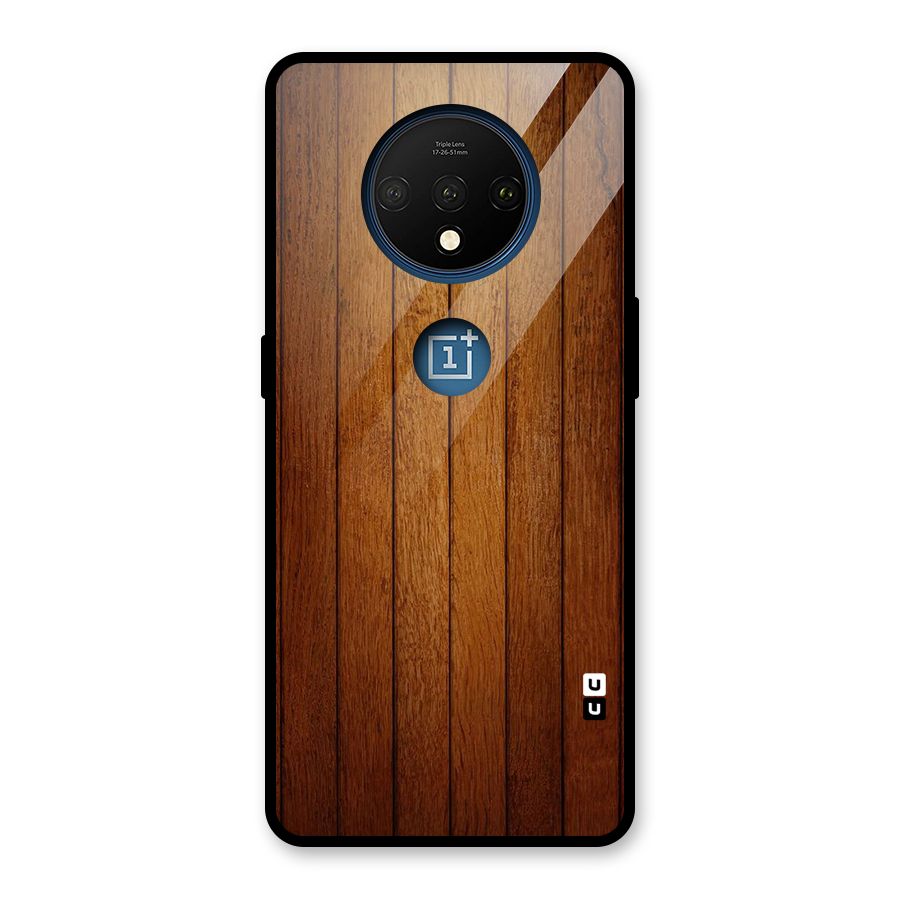 Brown Wood Design Glass Back Case for OnePlus 7T