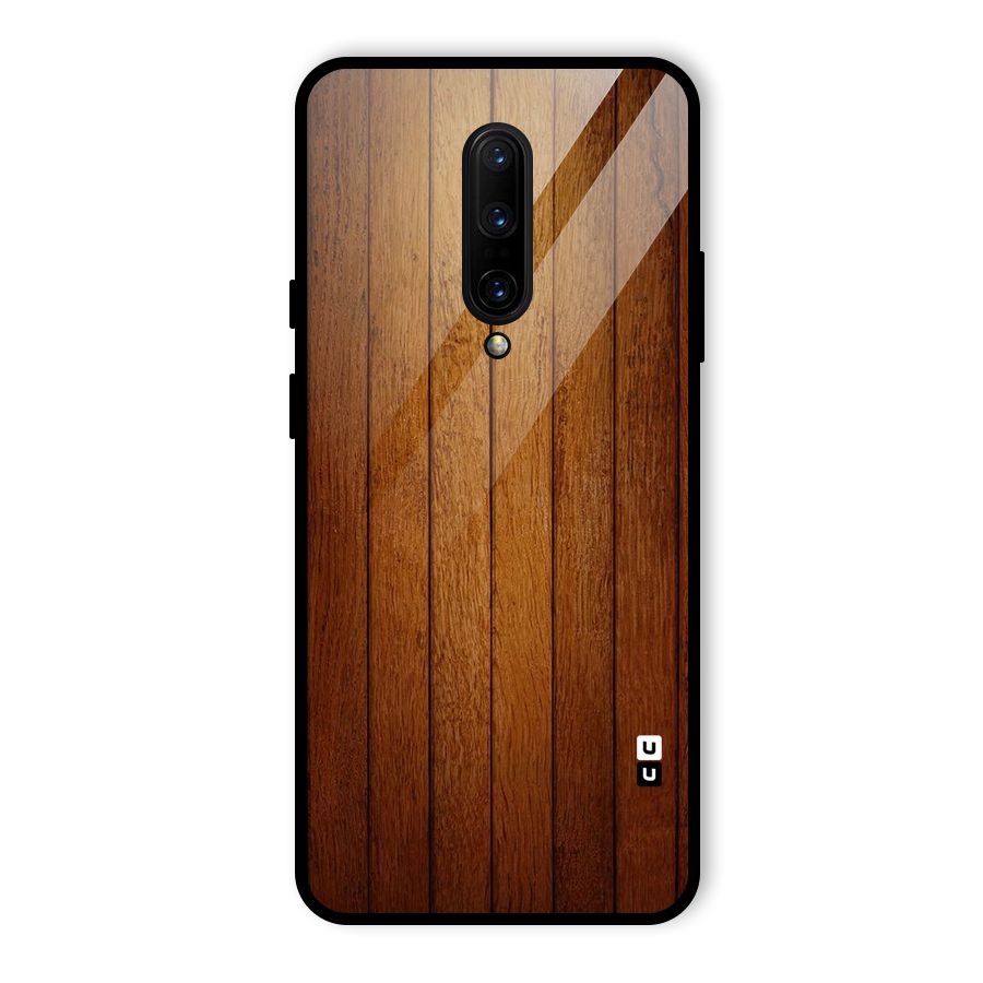 Brown Wood Design Glass Back Case for OnePlus 7 Pro