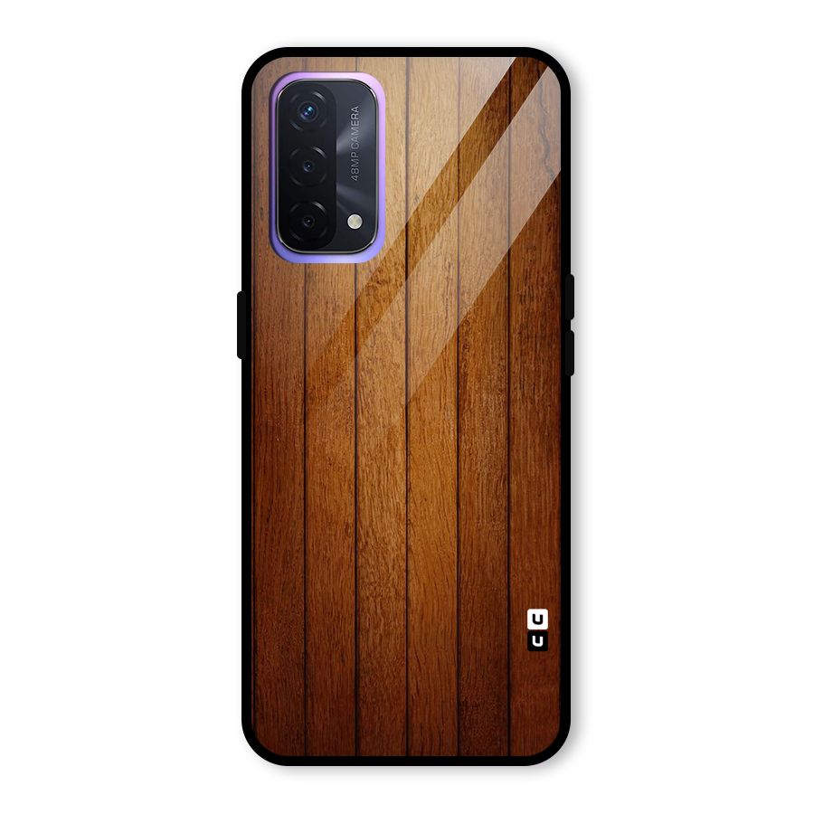 Brown Wood Design Glass Back Case for Oppo A74 5G