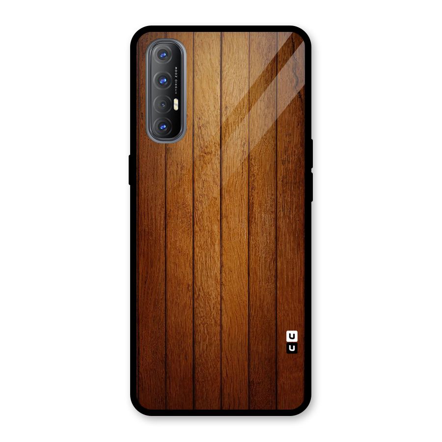 Brown Wood Design Glass Back Case for Oppo Reno3 Pro