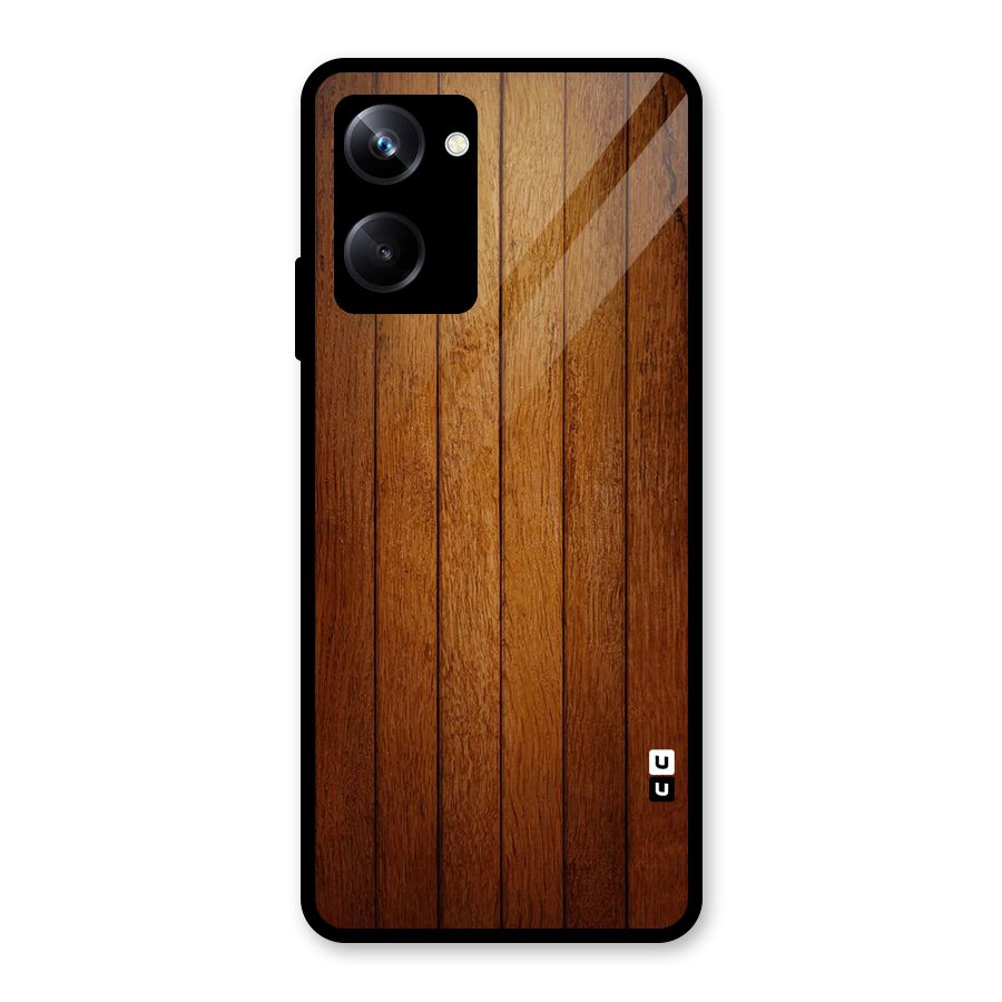 Brown Wood Design Glass Back Case for Realme 10 Pro