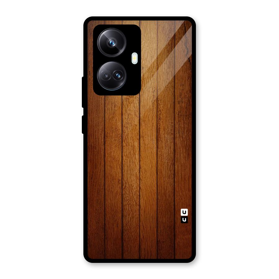 Brown Wood Design Glass Back Case for Realme 10 Pro Plus