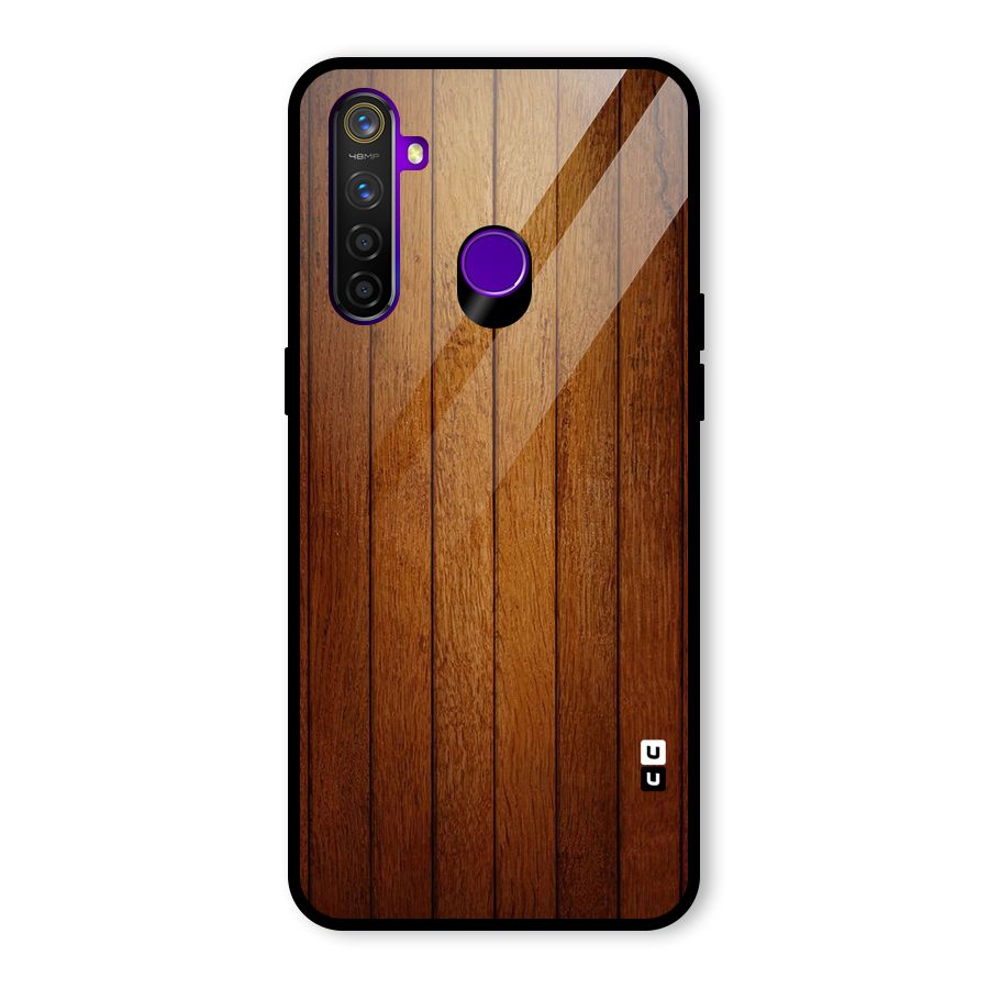 Brown Wood Design Glass Back Case for Realme 5 Pro