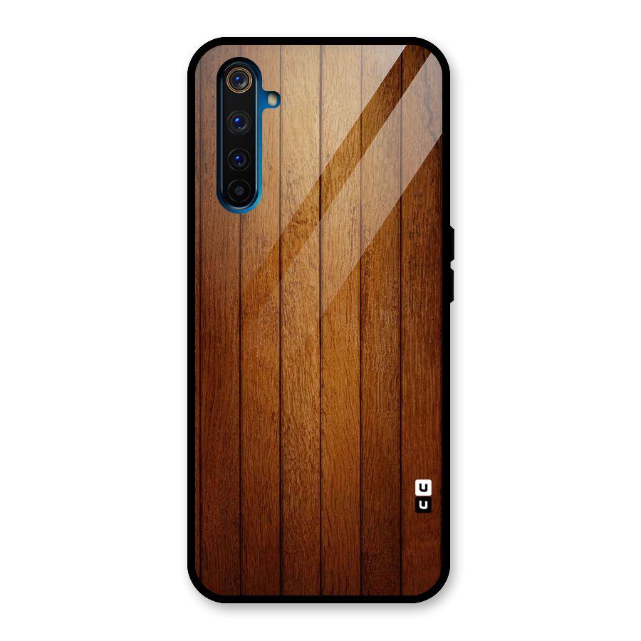 Brown Wood Design Glass Back Case for Realme 6 Pro