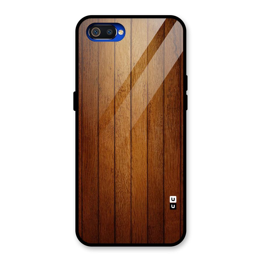 Brown Wood Design Glass Back Case for Realme C2