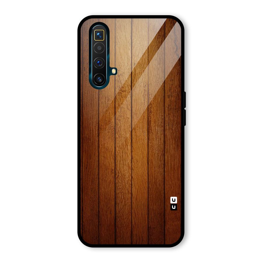 Brown Wood Design Glass Back Case for Realme X3 SuperZoom