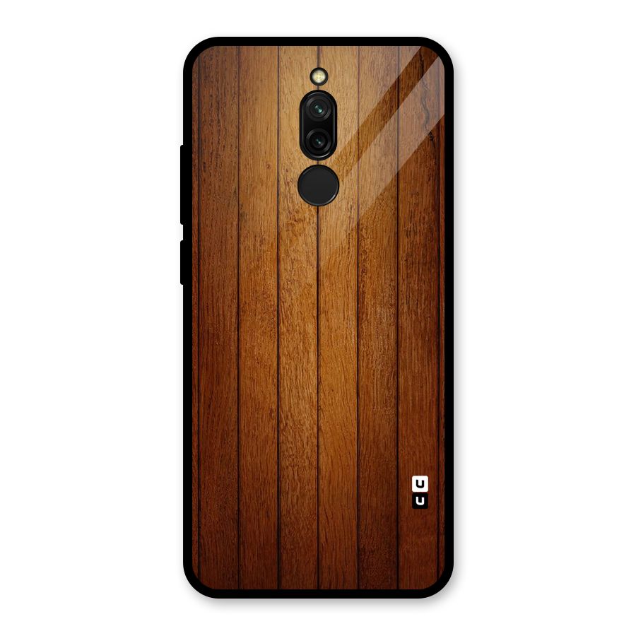 Brown Wood Design Glass Back Case for Redmi 8