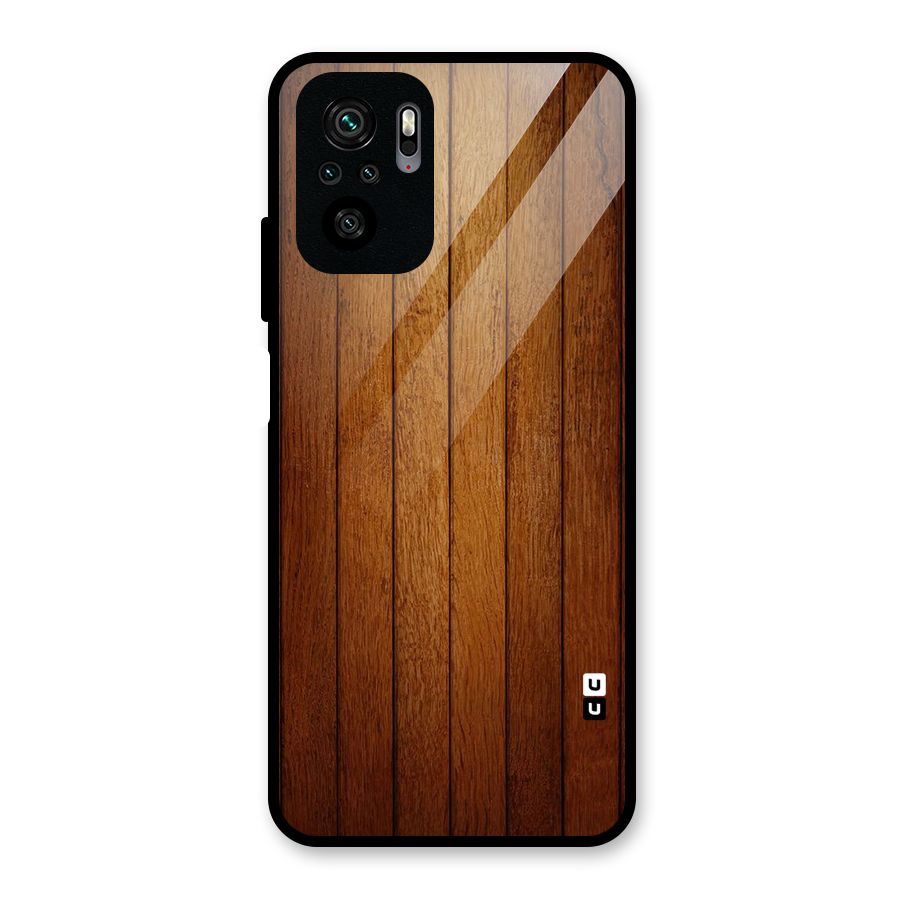 Brown Wood Design Glass Back Case for Redmi Note 10S