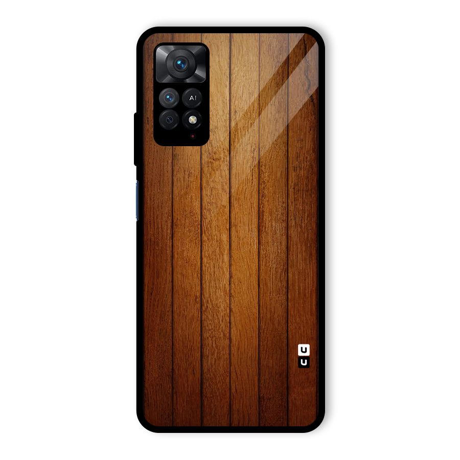 Brown Wood Design Glass Back Case for Redmi Note 11 Pro Plus 5G