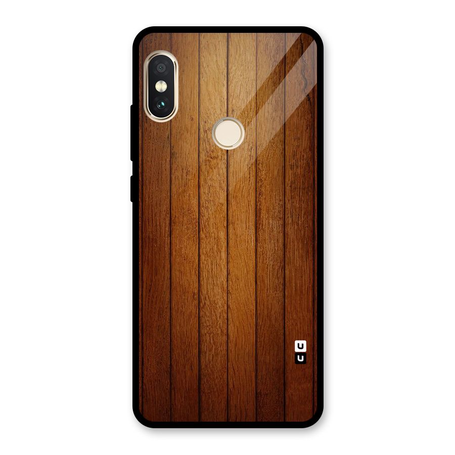 Brown Wood Design Glass Back Case for Redmi Note 5 Pro