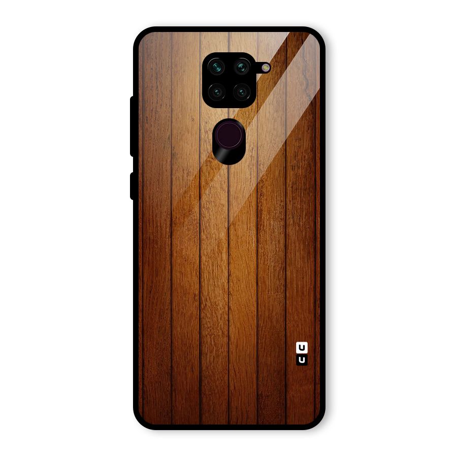 Brown Wood Design Glass Back Case for Redmi Note 9