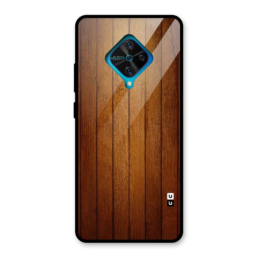 Brown Wood Design Glass Back Case for Vivo S1 Pro