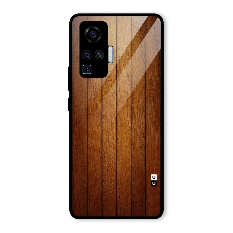 Brown Wood Design Glass Back Case for Vivo X50 Pro