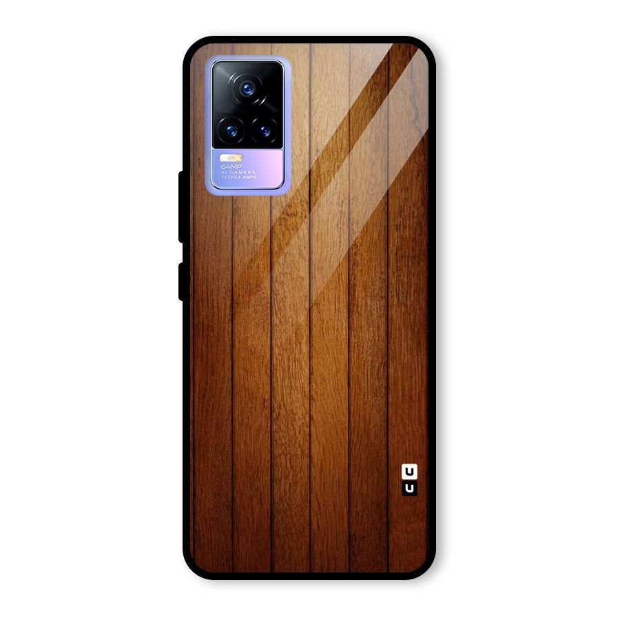 Brown Wood Design Glass Back Case for Vivo Y73