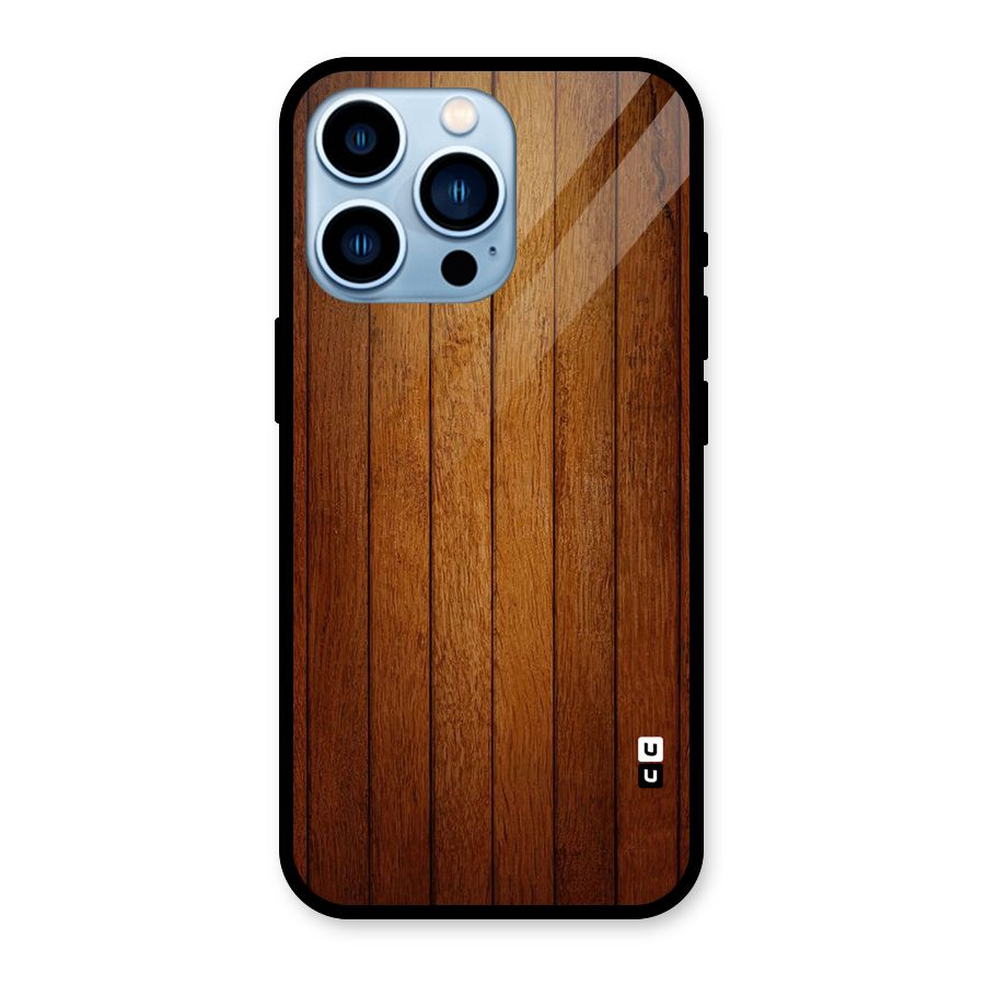 Brown Wood Design Glass Back Case for iPhone 13 Pro