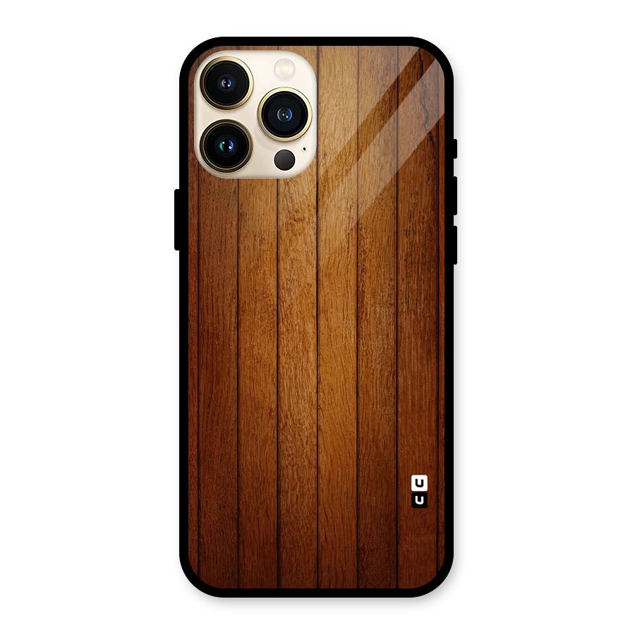 Brown Wood Design Glass Back Case for iPhone 13 Pro Max