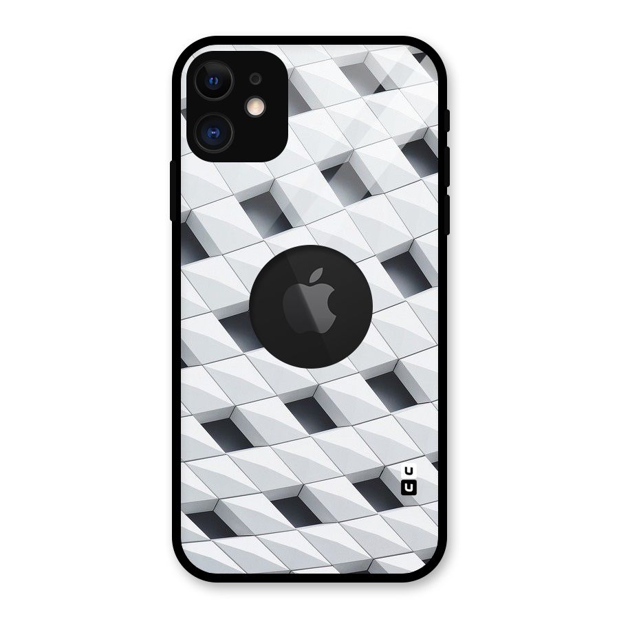 Building Pattern Glass Back Case for iPhone 11 Logo Cut