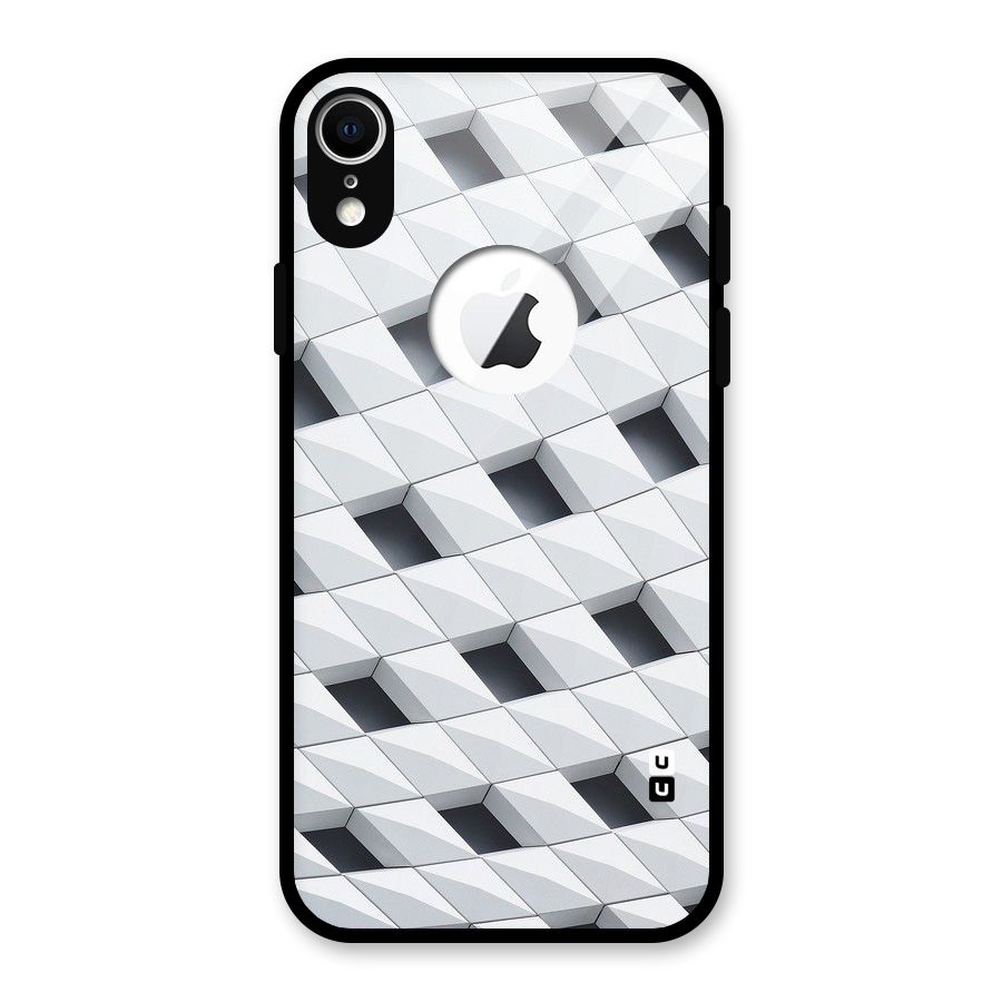 Building Pattern Glass Back Case for iPhone XR Logo Cut