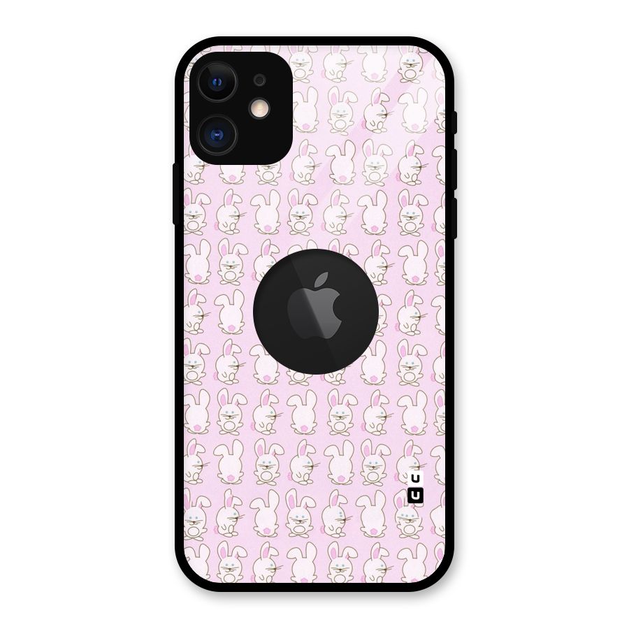 Bunny Cute Glass Back Case for iPhone 11 Logo Cut